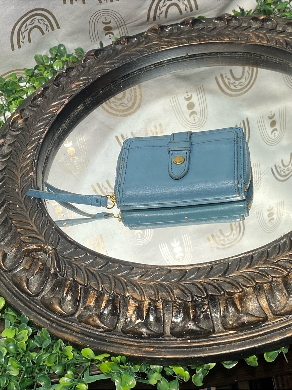 Blue Leather Wristlet Wallet - Unbranded